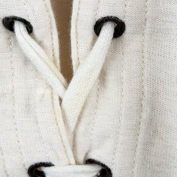 Madewell Cream Libra Lace Up Tee 3/4 Sleeve Top sz M Flawed - Picture 9 of 12